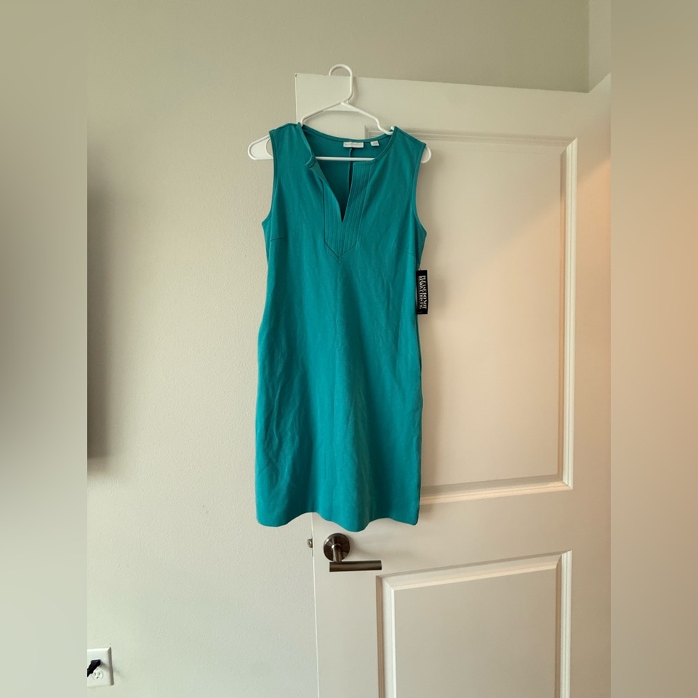 New York & Company Teal Sleeveless V-Neck Shift Dress
